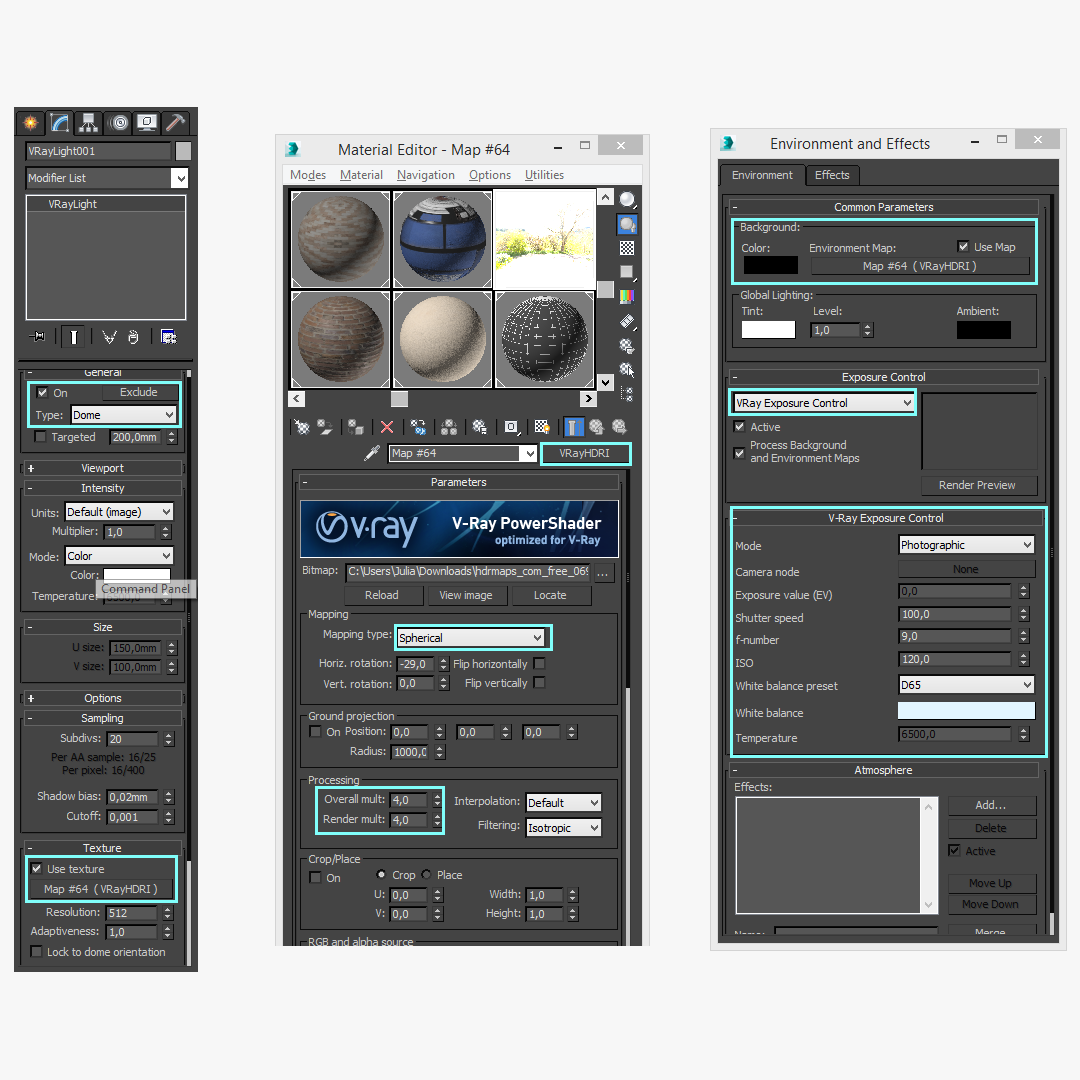 Lighting settings for V-Ray