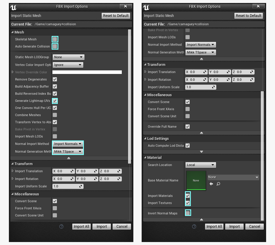 Import window in UE4