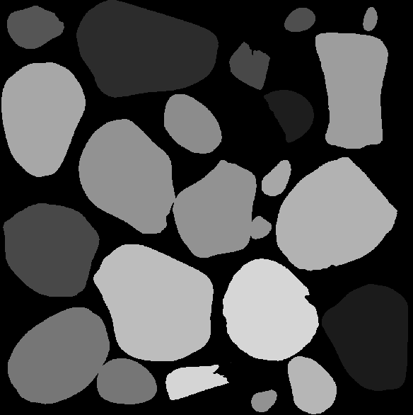 Random grayscale color on single rocks.