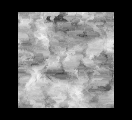 Creating erosion details by applying a directional warp to a cloud map.