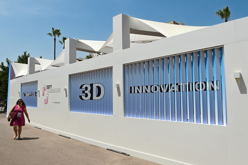 3D Innovation displayed on a Cannes Lions Festival structure.