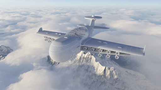 Wireframe of a futuristic fly cruise plane by Alexander Tujicov.