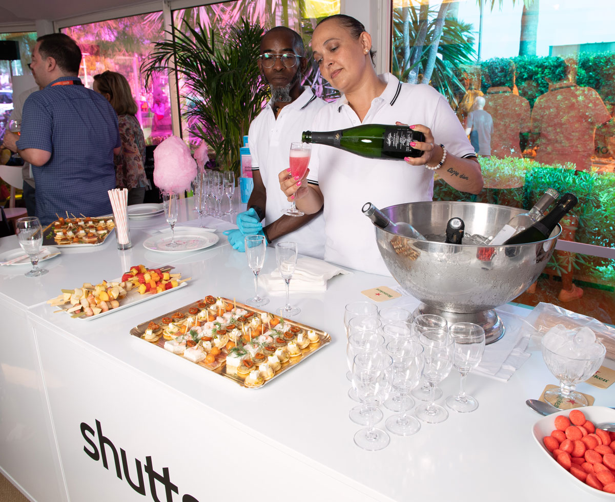 Drinks and snacks served at the Shutterstock interactive installation at Cannes Lions 2022.