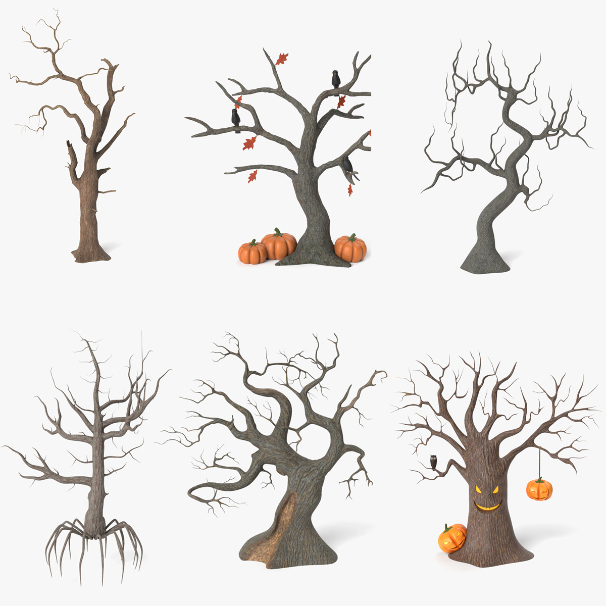 Our favorite 3D model from the collection of Abrams Studios: a collection of 3D spooky trees.