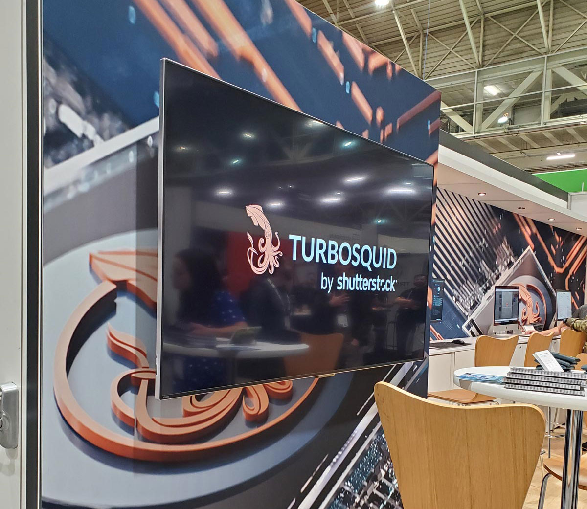 A close up of the TurboSquid booth at Autodesk University 2022