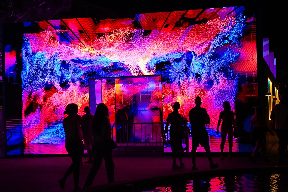 Video wall entrance at the Shutterstock interactive installation at Cannes Lion 2022.