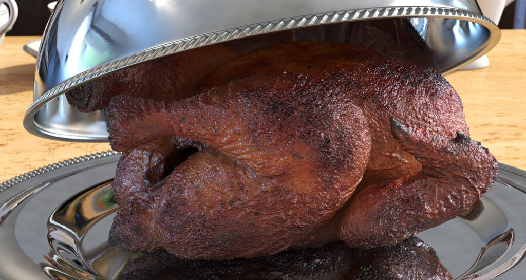 Closeup of a 3D turkey by 3d_molier International.