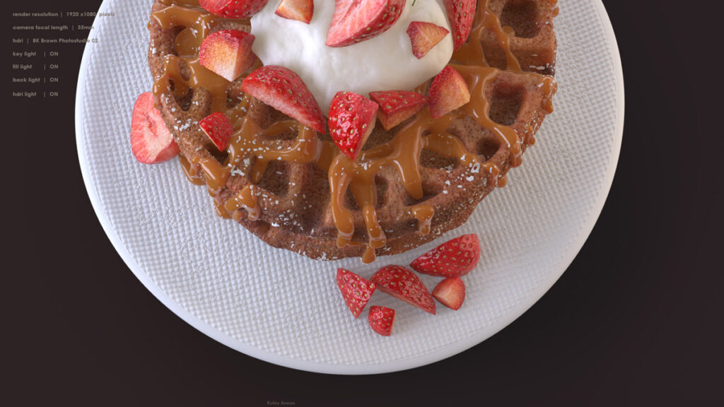 Overhead render of a 3D waffle by Dannan.