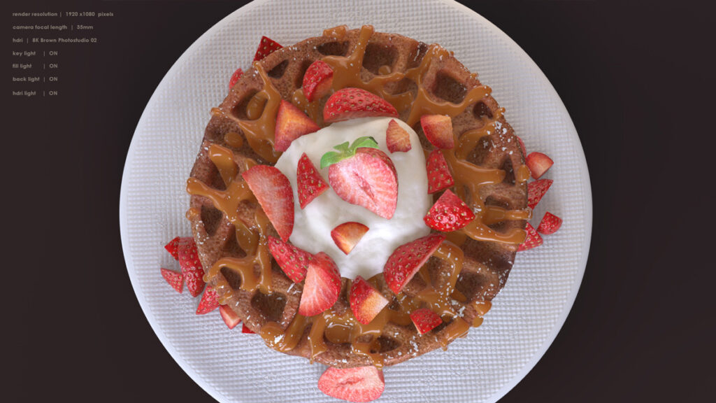 Overhead render of a 3D waffle by Dannan.