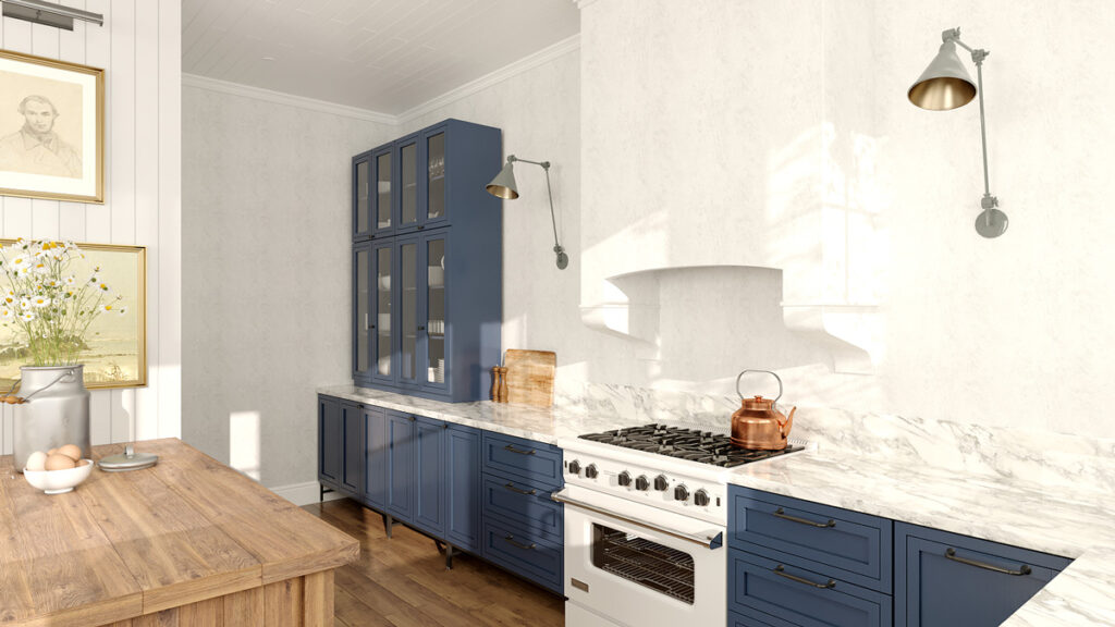 Back view of a 3D kitchen by Tobikage.