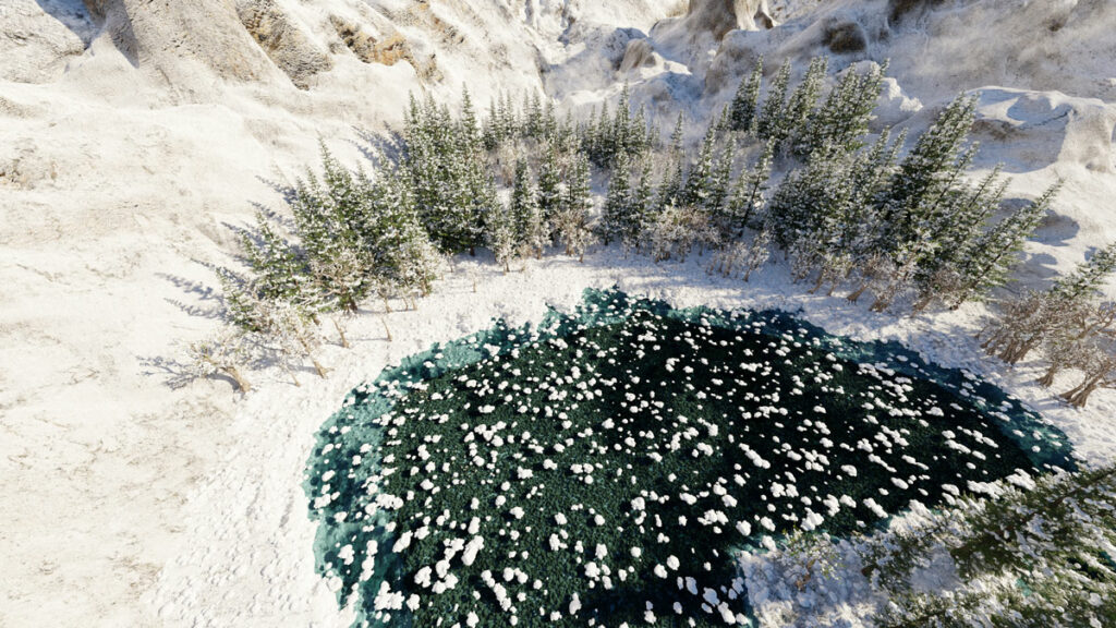A 3D snow lake by Mohammed Sufwan Ahmed.